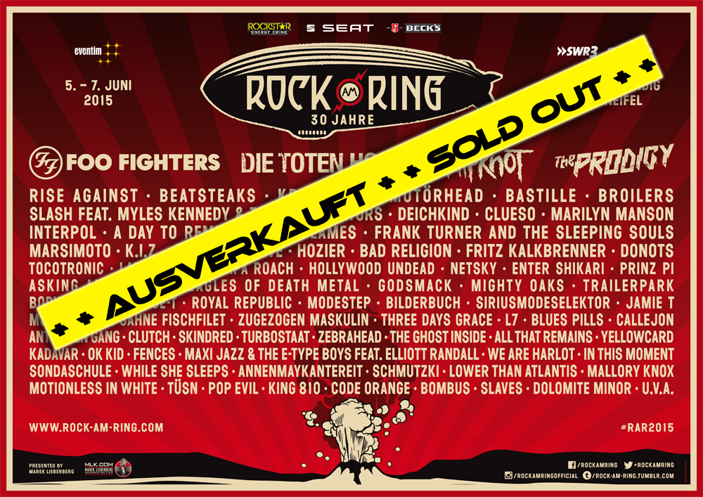 Rock am Ring 2015 ausverkauft - 10.000 Restkarten für Rock im Park