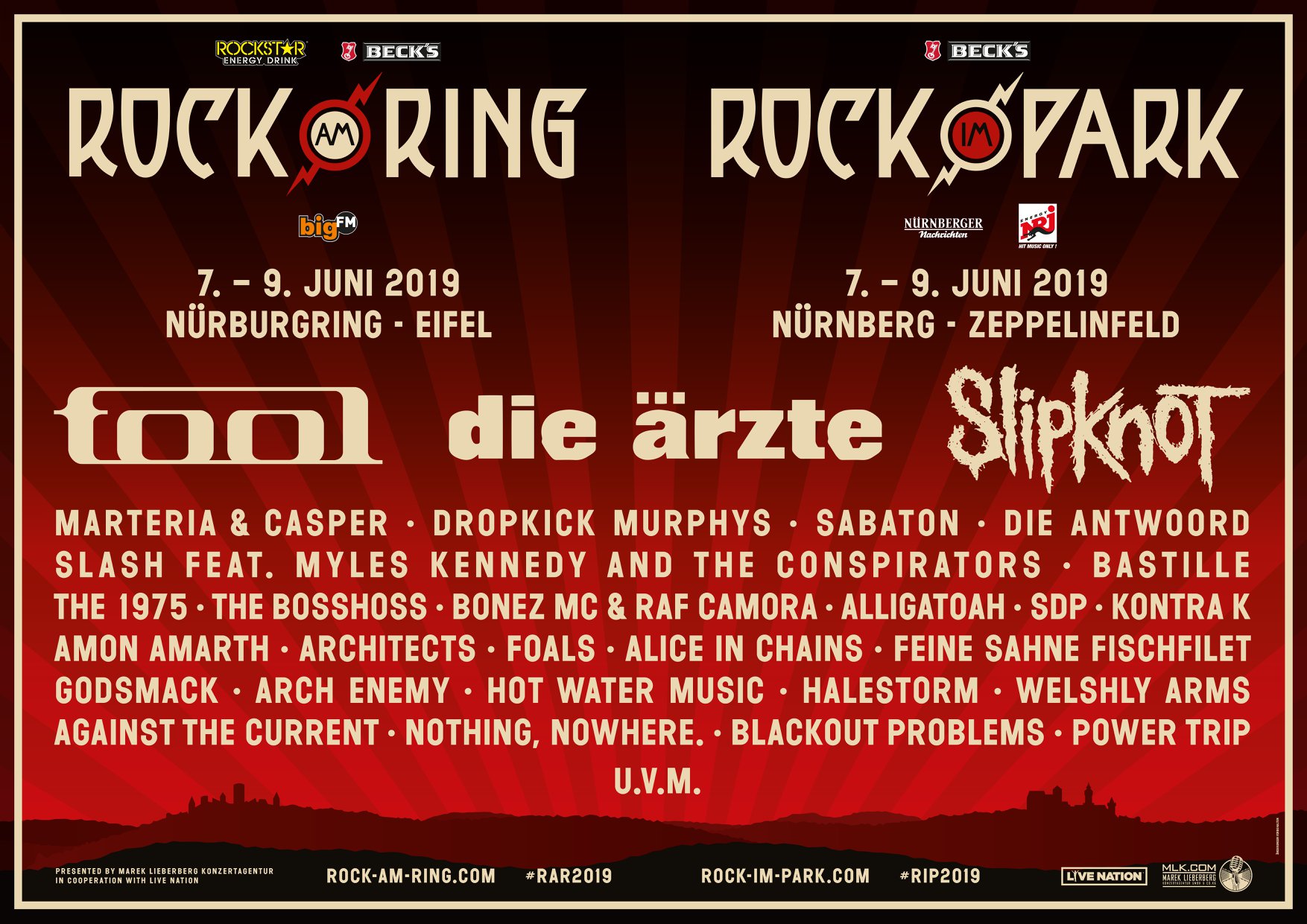 Line-Up Rock am Ring & Rock im Park, Stand: 23.10.2018